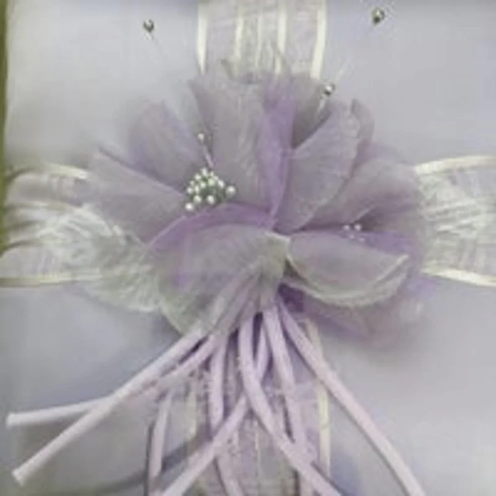New darice wedding guest book pen ring pillow Lilac purple flower floral